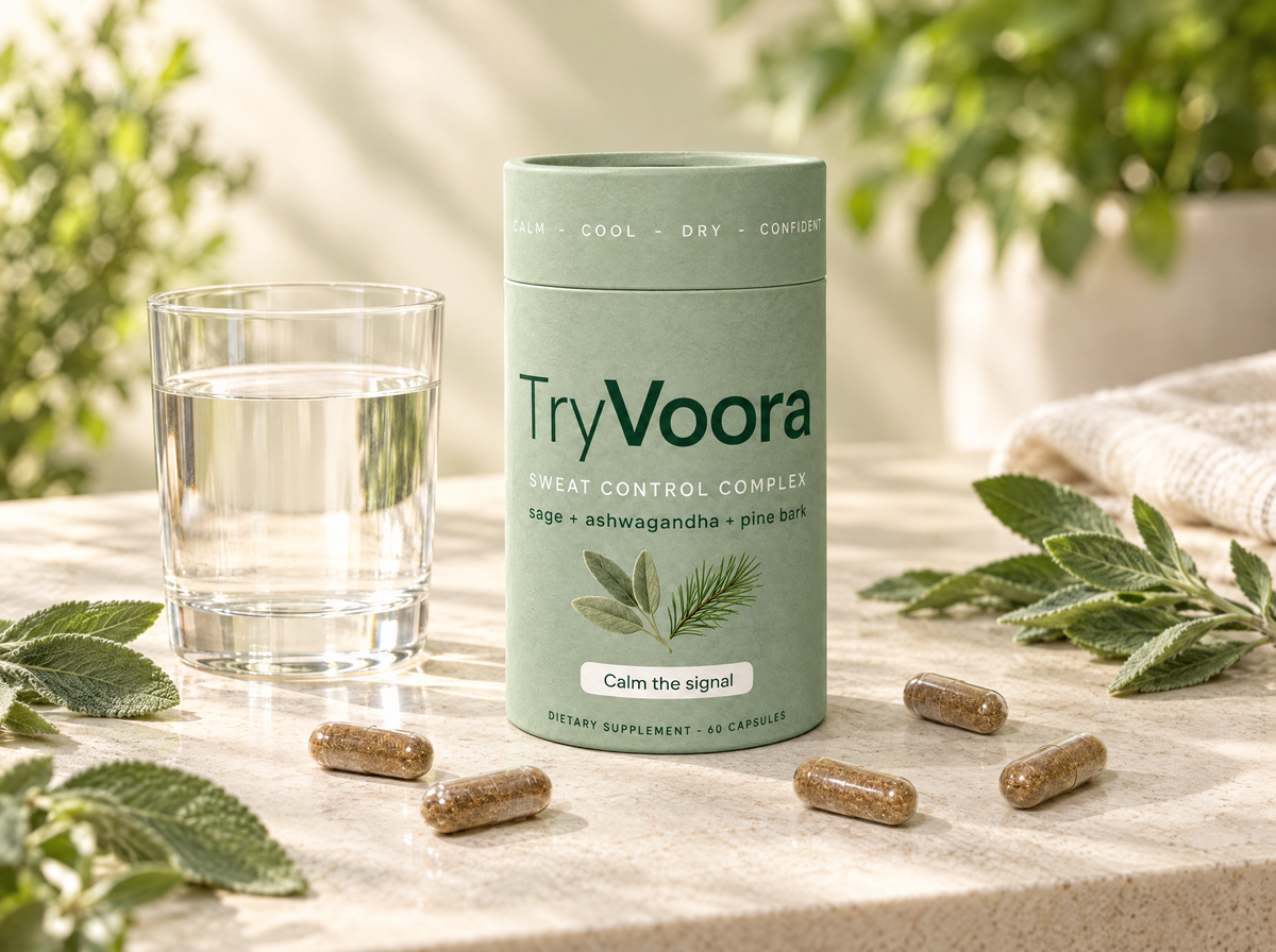 Voora sweat control complex on a kitchen counter